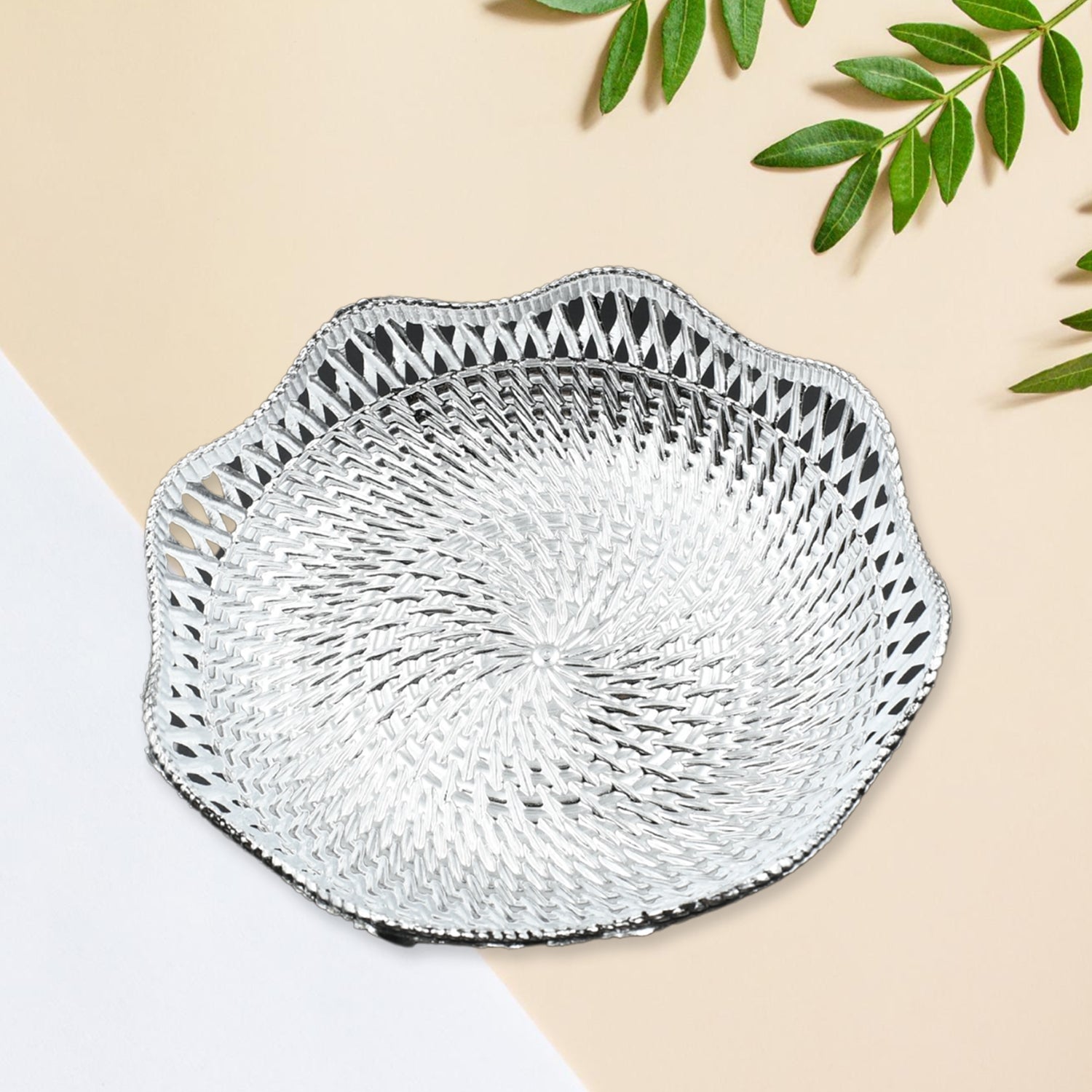 5482 Round Serving Tray, Traditional Serving Tray, Multipurpose Serving Tray, Decorative Serving Platters, Mukhwas Serving Tray (2 Pc Set) 5482 Round Serving Tray, Traditional Serving Tray, Multipurpose Serving Tray, Decorative Serving Platters, Mukhwas Serving Tray (2 Pc Set)